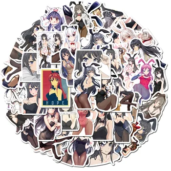 50pcs Japonija, Anime, Seksualus Animacinių filmų Bunny Mergina Lipdukai Snieglenčių Nešiojamas Bagažo Šaldytuvas 