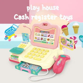 Mini Apsimesti, prekybos Centrų kasos, Žaislų, Su Šviesos Ir Garso Funkcija Vaikų Kasos Kovos Vaidmenų žaidimas Kasos Mergina Žaislas