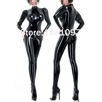 Latekso Seksuali Moteris Catsuit Stora Latekso Gumos Zentai su Kojinių Bodysuit 3D Liemenėlė Atgal Zip Moterys Užsakymą
