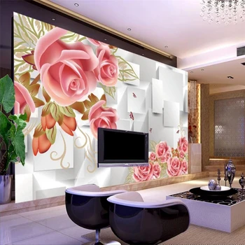 Dekoratyvinės tapetų Mados rose 3D box, TV foną dekoruoti tapyba